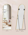 Full Length Mirror – Aluminium Alloy – Pale Gold – Arched with Stand