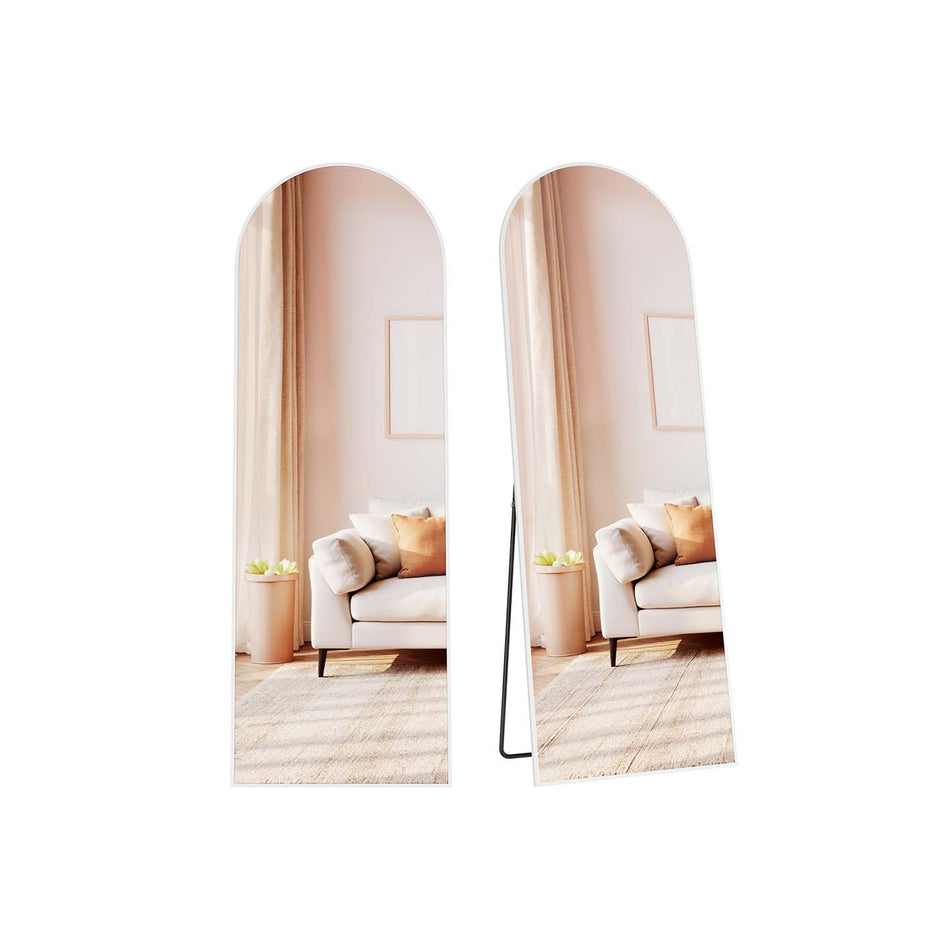 Full Length Mirror – Aluminium Alloy – Matte White – Arched Design with Stand