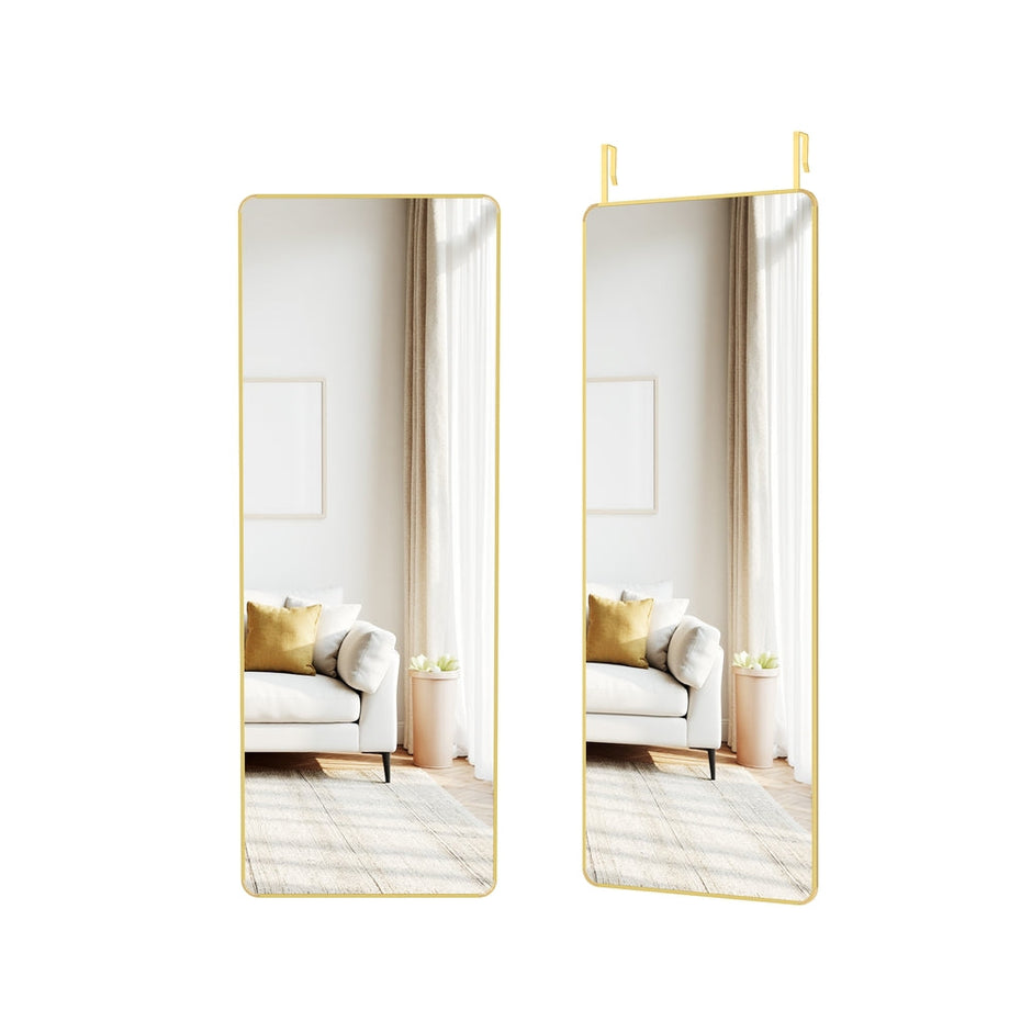Full Length Mirror – Tempered Glass – Ink Black – Over the Door or Wall Mounted
