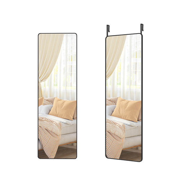 Full Length Mirror – Tempered Glass – Ink Black – Over the Door or Wall Mounted