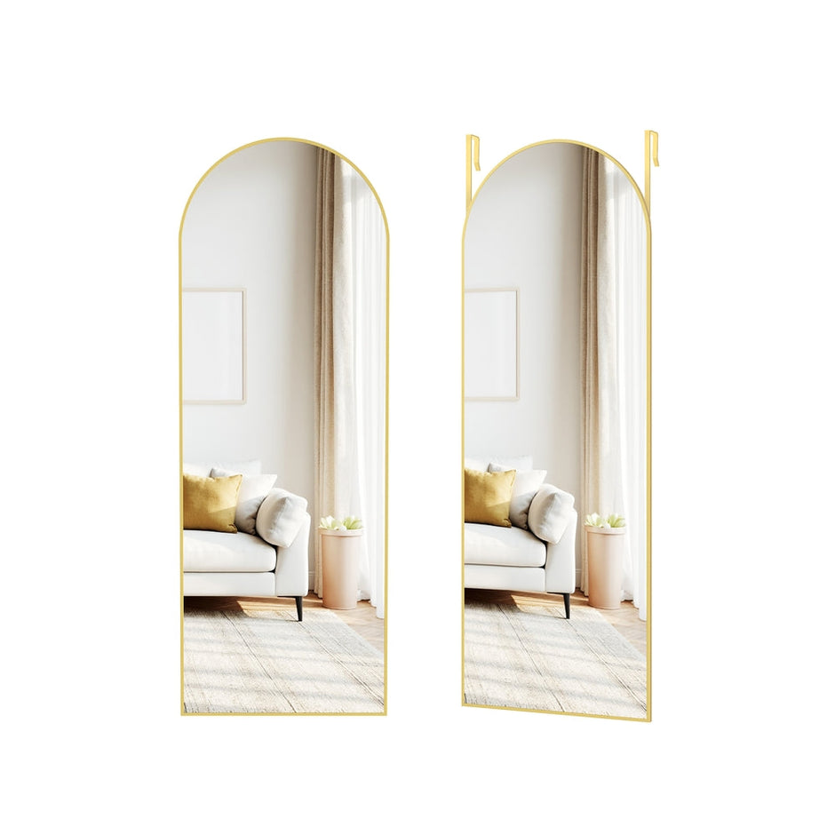 Arched Full Body Mirror – Tempered Glass – Ink Black – Wall Mounted or Over the Door