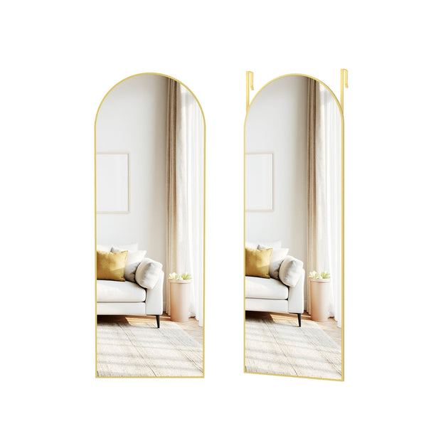 Arched Full Body Mirror – Tempered Glass – Ink Black – Wall Mounted or Over the Door