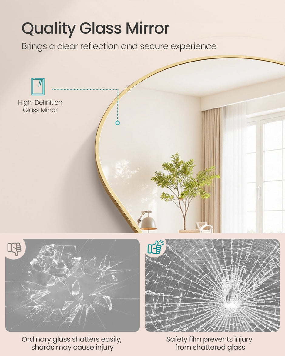 Arched Full Body Mirror – Tempered Glass – Ink Black – Wall Mounted or Over the Door