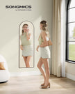 Arched Full Length Mirror – Tempered Glass – Ink Black – Over the Door or Wall Mounted