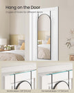 Arched Full Length Mirror – Tempered Glass – Ink Black – Over the Door or Wall Mounted