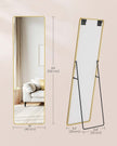 Full Length Mirror – Aluminium Alloy – Pale Gold – Rectangular with Stand