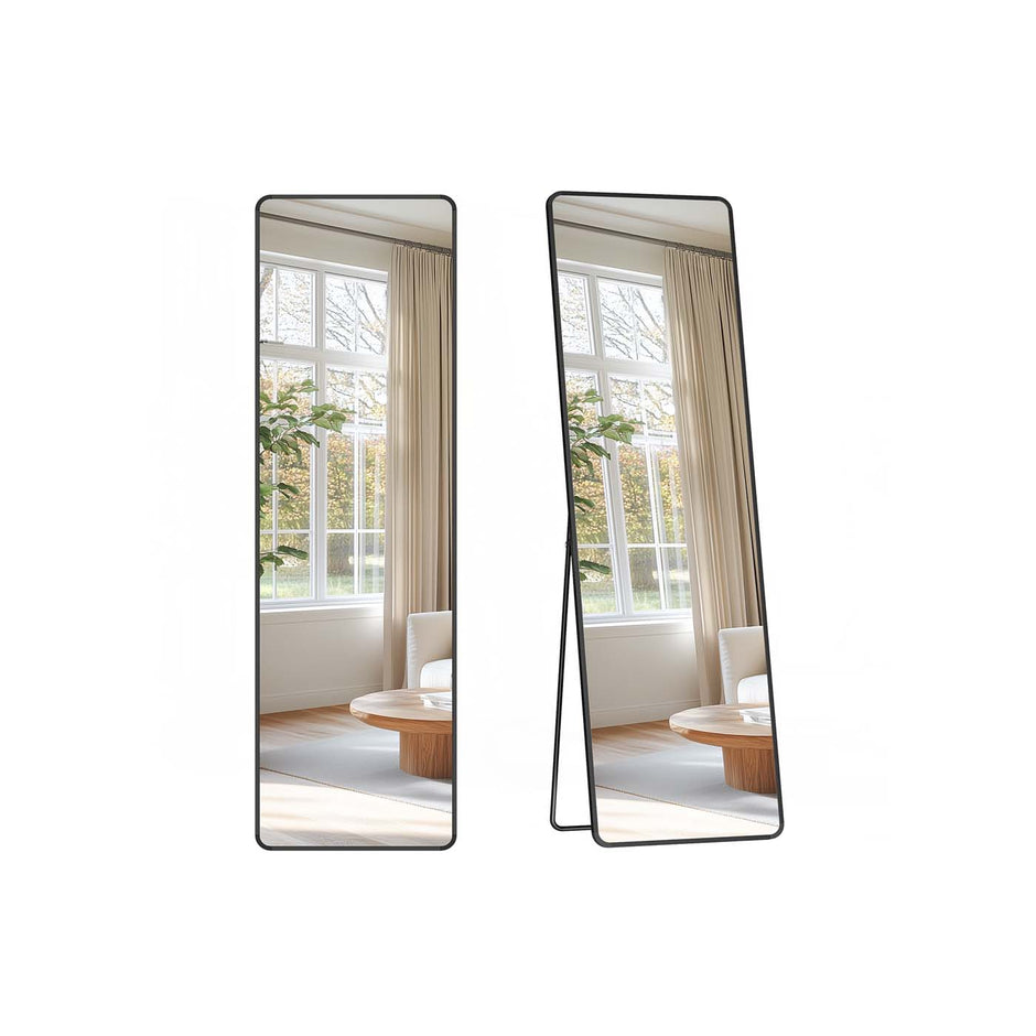 Full Length Mirror – Aluminium Alloy Frame – Ink Black – Freestanding Design