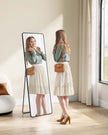 Full Length Mirror – Aluminium Alloy Frame – Ink Black – Freestanding Design