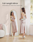 Full Length Mirror – Aluminum Alloy – Pale Gold – Arched with Stand