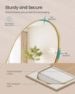 Full Length Mirror – Aluminum Alloy – Pale Gold – Arched with Stand