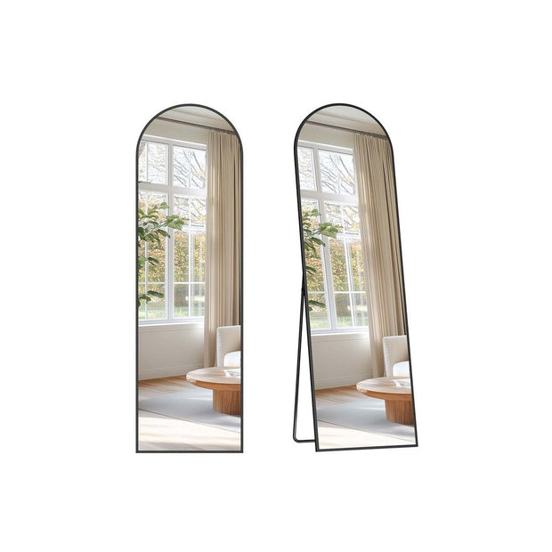 Full Length Mirror – Aluminium Alloy – Pale Gold – Arched with Stand
