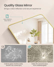 Full Length Mirror – Aluminium Alloy – Pale Gold – Rectangle with Stand 165 x 60 cm