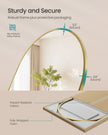 Arched Full Body Mirror – Aluminium Alloy – Ink Black – Tempered Glass with Stand