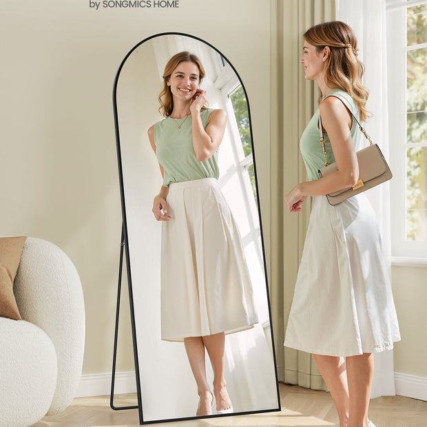 Arched Full Body Mirror – Aluminium Alloy – Ink Black – Tempered Glass with Stand