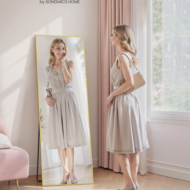 Full Body Mirror - 63L x 19.7W - Tempered Glass - Aluminium Alloy Frame - Standing Design