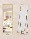 Full Body Mirror - 63L x 19.7W - Tempered Glass - Aluminium Alloy Frame - Standing Design
