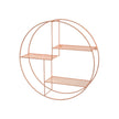 Round Wall-Mounted Shelf – Metal – Rose Gold – Floating Design with 3 Mesh Panels
