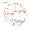 Round Wall-Mounted Shelf – Metal – Rose Gold – Floating Design with 3 Mesh Panels