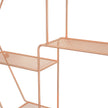 Metal Wall-Mounted Shelves – Rose Gold – Hexagonal Design – Decorative Floating Shelf with 4 Mesh Shelves