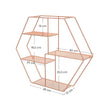 Metal Wall-Mounted Shelves – Rose Gold – Hexagonal Design – Decorative Floating Shelf with 4 Mesh Shelves