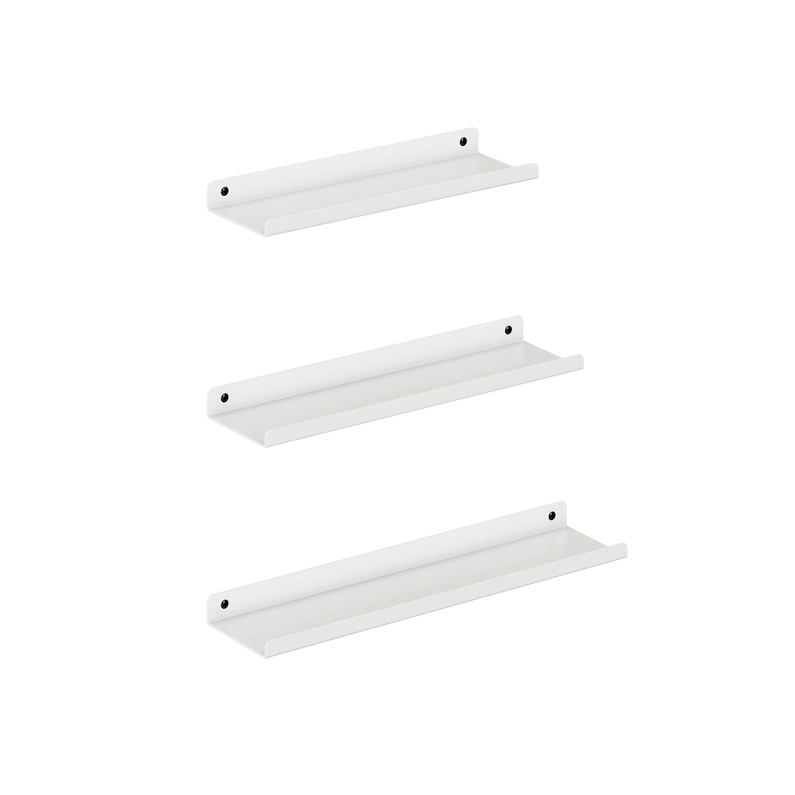 Set of 3 Floating Ledge Shelves – Metal – White – Versatile Industrial Design with Mounting Screws