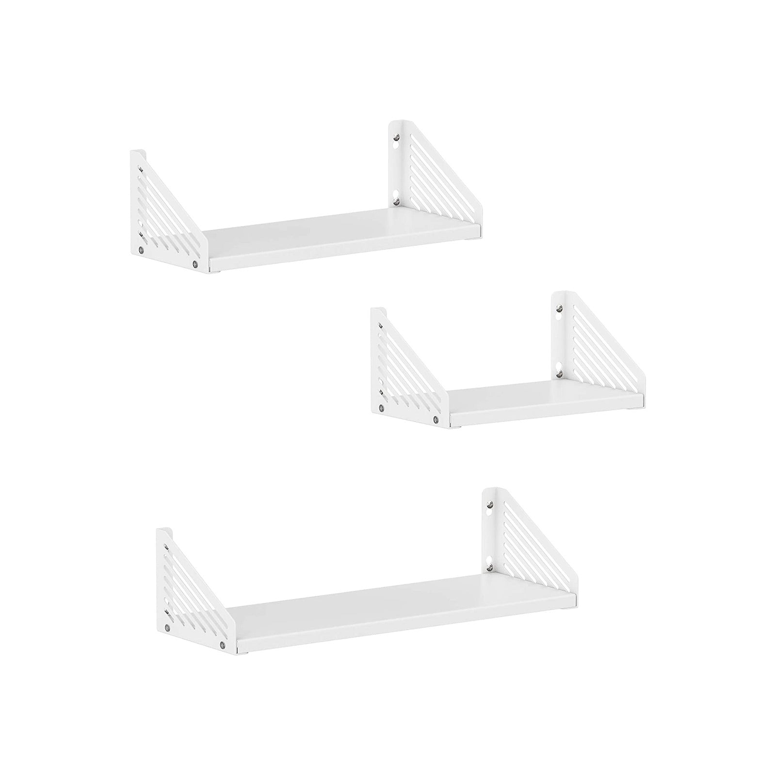 Metal Wall Shelves – White – Set of 3 – Versatile Floating Design for Trinkets and Decor