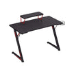 Gaming Desk – Steel – Black and Red – Multifunctional with Monitor Stand, Cup Holder, and Headphone Hook