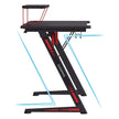 Gaming Desk – Steel – Black and Red – Multifunctional with Monitor Stand, Cup Holder, and Headphone Hook
