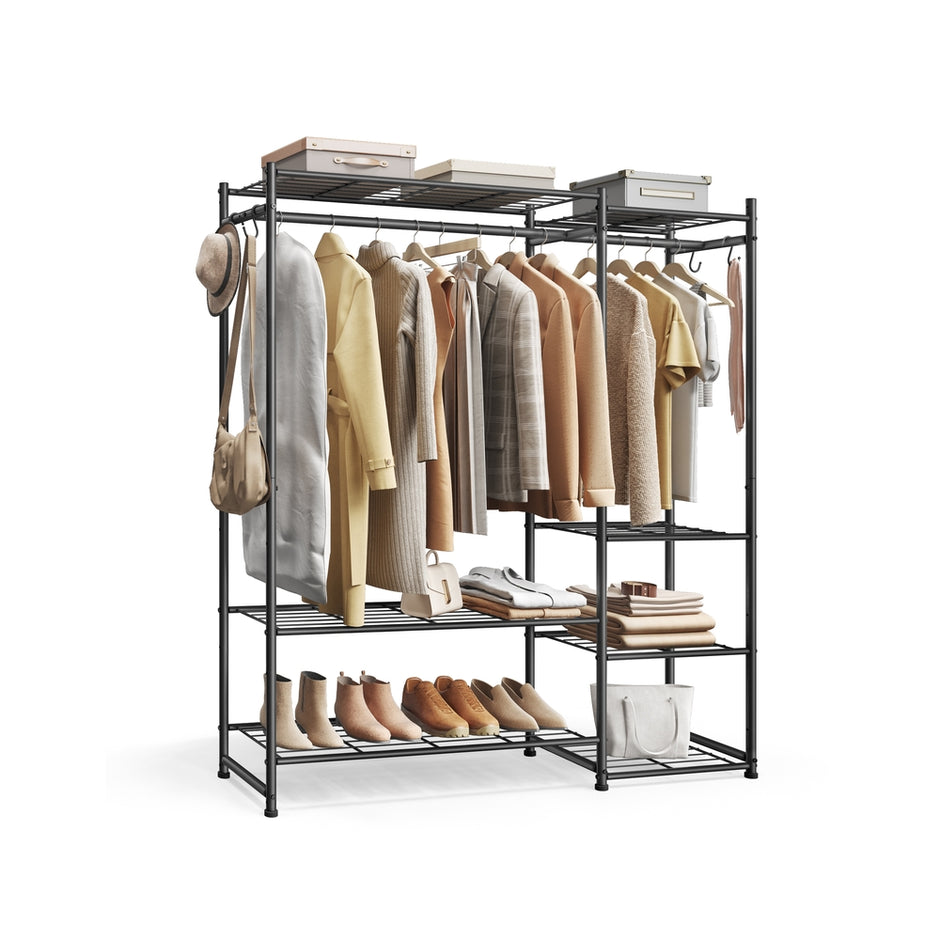Open Wardrobe Clothing Rack - 7 Shelves - Steel - 2 Clothes Rails - Max Load 238 lb