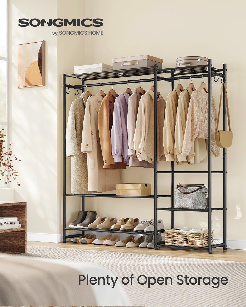 Open Wardrobe Clothing Rack - 7 Shelves - Steel - 2 Clothes Rails - Max Load 238 lb