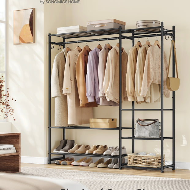 Open Wardrobe Clothing Rack - 7 Shelves - Steel - 2 Clothes Rails - Max Load 238 lb