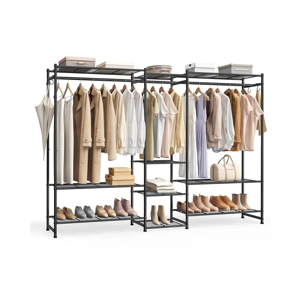 Open Wardrobe Clothing Rack - 7 Shelves - Steel - 2 Clothes Rails - Max Load 238 lb