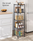 Bathroom Shelf – Metal – Black – Sturdy Design with Expandable Features and Removable Hooks