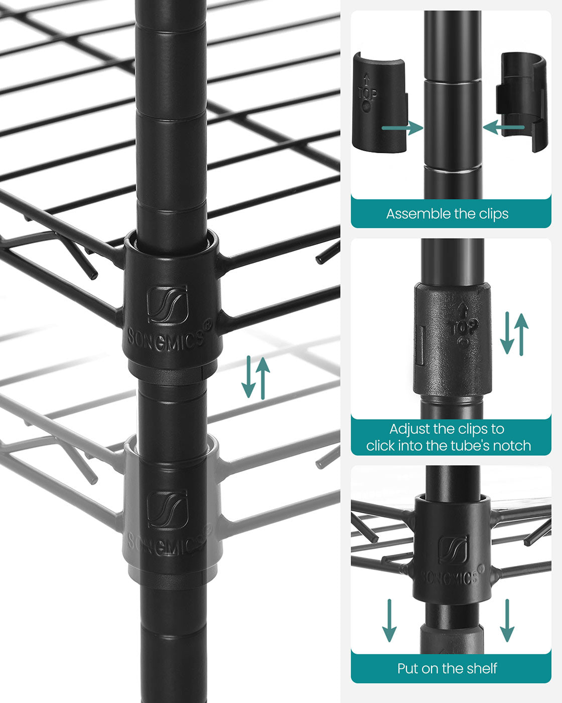 Bathroom Shelf – Metal – Black – Sturdy Design with Expandable Features and Removable Hooks