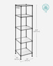 Bathroom Shelf – Metal – Black – Sturdy Design with Expandable Features and Removable Hooks
