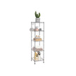 Bathroom Shelf – Metal – Silver – Sturdy Storage Rack with Removable Hooks and Expandable Design
