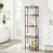 5-Tier Adjustable Metal Shelving Unit – Metal – Black – Wire Basket Design with Hooks and High Load Capacity