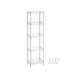 5-Tier Metal Storage Unit – Metal – Black – Adjustable Shelves with Hooks