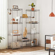 5-Tier Metal Storage Unit – Metal – Black – Adjustable Shelves with Hooks
