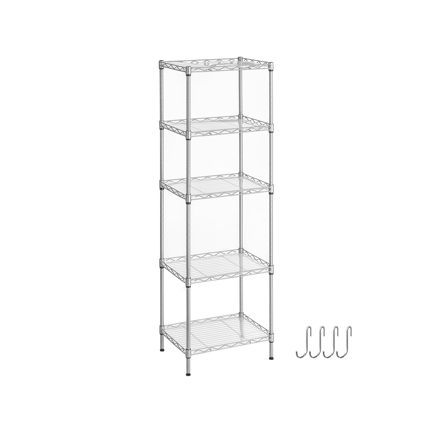 Metal Shelving Unit – Metal – Black – Adjustable Shelves with Hooks and High Load Capacity