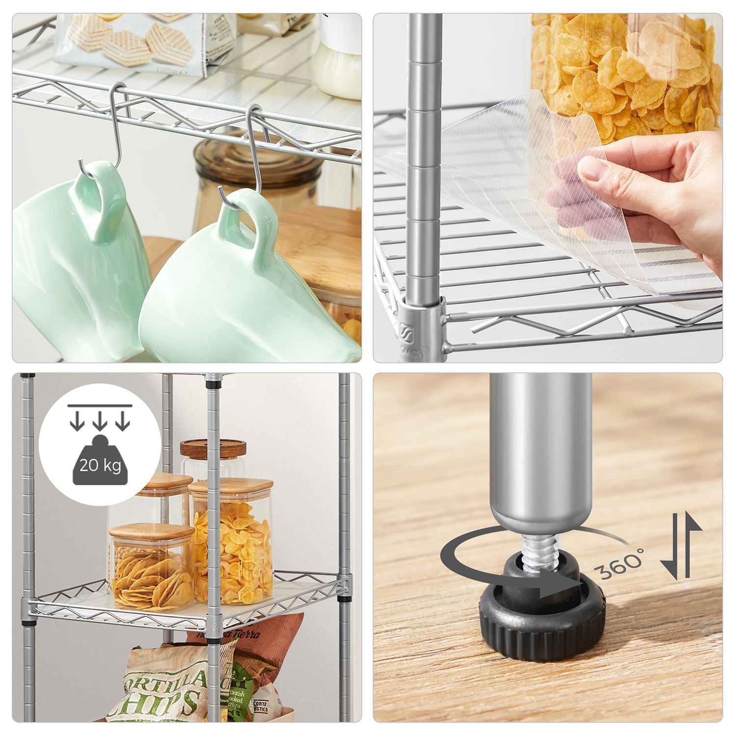 Metal Shelving Unit – Metal – Black – Adjustable Shelves with Hooks and High Load Capacity