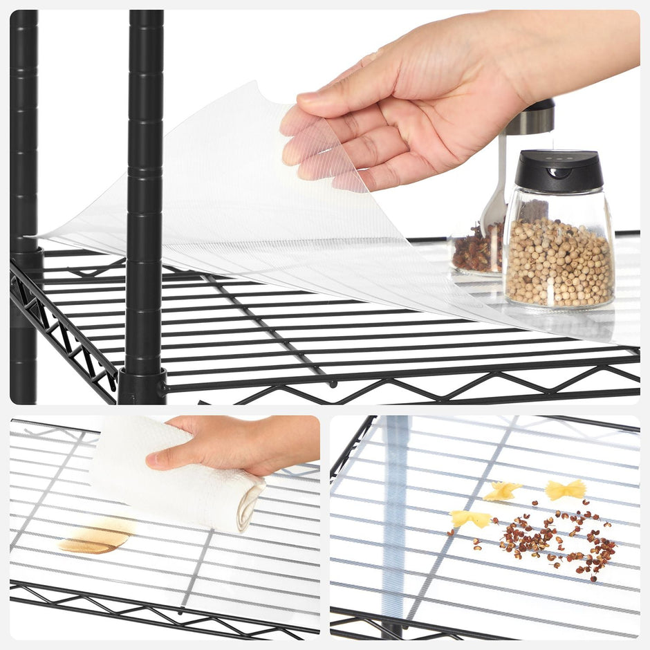 6-Tier Wire Shelving Unit – Metal – Ink Black – Adjustable Shelves with Shelf Liners and Hooks