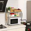 Microwave Oven Rack – Metal – Charcoal Grey – 2-Tier with Adjustable Shelves and Hooks