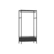 Clothes Rack – Metal and Fabric – Ink Black – Freestanding with Mesh Shelf and Drawers