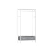 Clothes Rack – Metal and Fabric – Cloud White and Dove Grey – With Mesh Shelf and Drawers