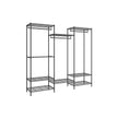 Portable Open Wardrobe – Metal – Ink Black – Heavy-Duty with Adjustable Shelves and Hooks
