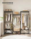 Portable Open Wardrobe – Metal – Ink Black – Heavy-Duty with Adjustable Shelves and Hooks