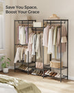Portable Open Wardrobe – Metal – Ink Black – Heavy-Duty with Adjustable Shelves and Hooks