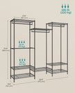 Portable Open Wardrobe – Metal – Ink Black – Heavy-Duty with Adjustable Shelves and Hooks