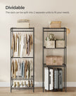 Portable Open Wardrobe – Metal – Ink Black – Heavy-Duty with Adjustable Shelves and Hooks